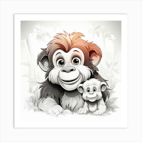 Monkey And Baby Art Print