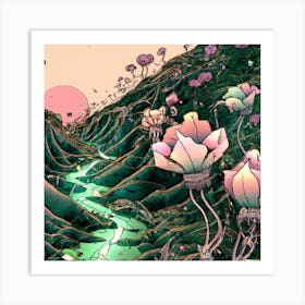 Trip through a flower field Art Print