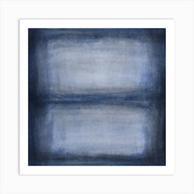 Abstract Minimalist square neutral art work, Rothko Inspired Reflections Neutral Navy Blue Reflections Art Print