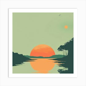 Sunset By The Lake Art Print