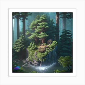 Treehouse In The Forest Art Print