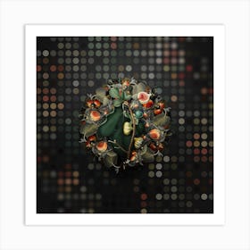 Vintage White Peel Fig Fruit Wreath on Dot Bokeh Pattern n.0715 Art Print