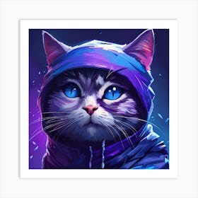 Purple Cat With Blue Eyes 4 Art Print