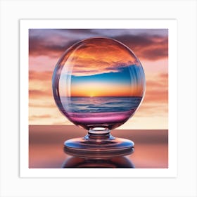 Vivid Colorful Sunset Viewed Through Beautiful Crystal Glass Mirrow, Close Up, Award Winning Photo (5) Art Print