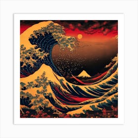 Stunning Digital Art Of The Great Wave Off Kanagawa Art Print