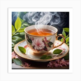 Tea And Flowers Art Print