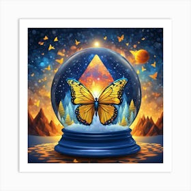 Snow Globe With Butterfly Art Print