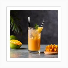 Cocktail With Mangoes Art Print