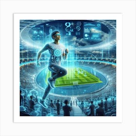 Futuristic Soccer Player In Futuristic Stadium Art Print