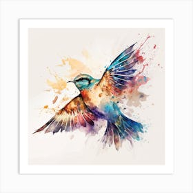 Flying Bird Watercolor Abstract Art Print