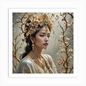 Beautiful Angel Like Face Of Women Art Print