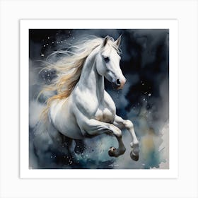 White Horse Painting Art Print