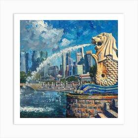 Singapore Lion Fountain Art Print