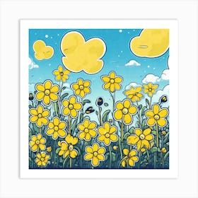 Yellow Flowers In The Sky 1 Art Print