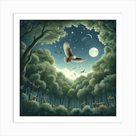 Owl In The Forest 7 Art Print