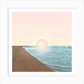 Sunset In The Sea 2 Square Art Print