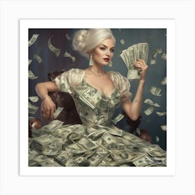 Sexy Woman With Money 2 Art Print