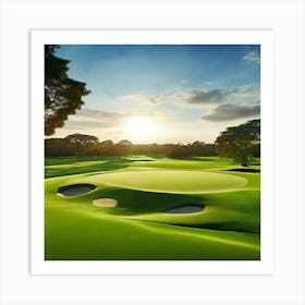 Golf Course At Sunset 4 Art Print