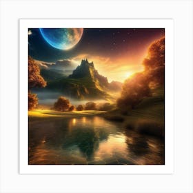 Landscape With Moon Art Print