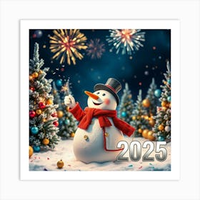 Flux Schnell A Jovial Snowman Stands Amidst A Winter Wonderlan 3 Art Print