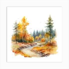 Watercolor Autumn Forest 4 Art Print