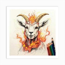 Goat In Flames 22 Art Print