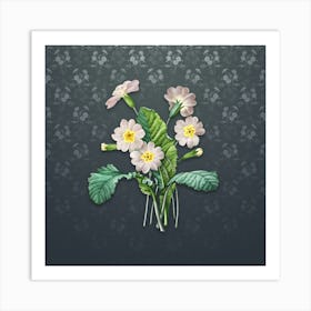 Vintage Grandiflora Botanical on Slate Gray Pattern n.1638 Art Print