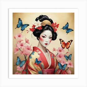 Asian Madame Butterfly Art Print 2 Art Print