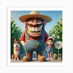 Farmer And His Family 2 Art Print