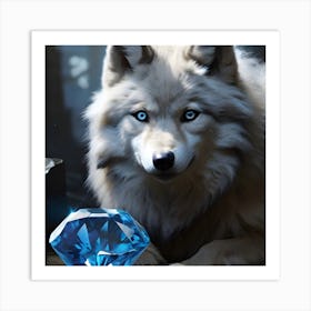 Wolf With Diamond Art Print