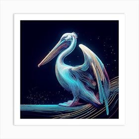 Neon Pelican 1 Art Print