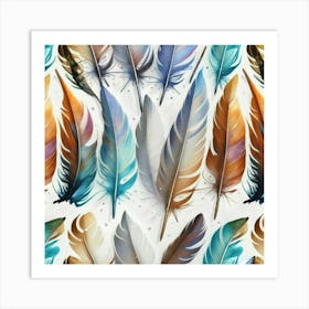 Watercolor Feathers 1 Art Print