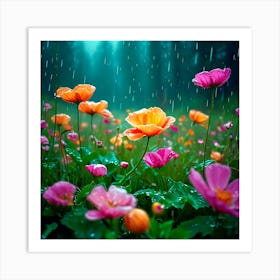 Flowers In The Rain Art Print