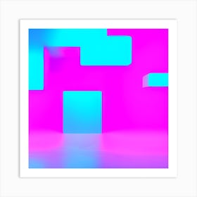 Abstract Blue And Pink Squares Art Print