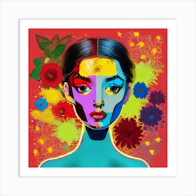 Girl With Flowers 1 Art Print