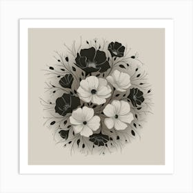 Black And White Flowers Art Print