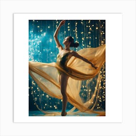 Ballet Dancer In Golden Dress Art Print