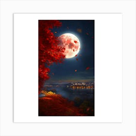 Full Moon In Autumn Art Print