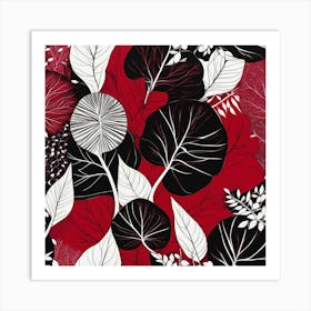 Black And Red Leaves Art Print