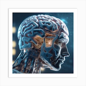 Human Brain With Artificial Intelligence 37 Art Print