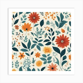 Floral Seamless Pattern 19 Art Print