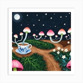 Teacups And Mushrooms Art Print