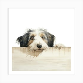 Dog Peeking Over The Fence 1 Art Print