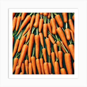 Carrots On Green Background Art Print