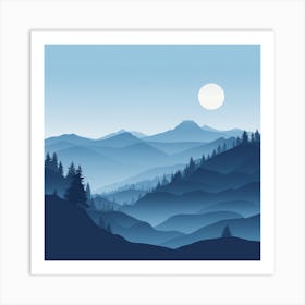 Misty mountains background in blue tone 80 Art Print