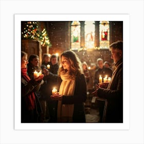 A Serene Christmas Eve Service Parishioners Immersed In Expressions Of Spiritual Surrender Engulfe (4) 1 Art Print