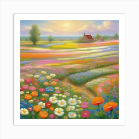 Bloemenzee Dutch For Sea Of Flowers Fields Of Flowers In A Dreamlike State With Swirling 5 Art Print