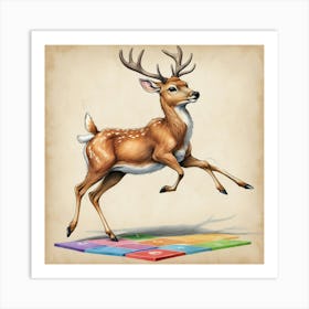 Deer Jumping 3 Art Print