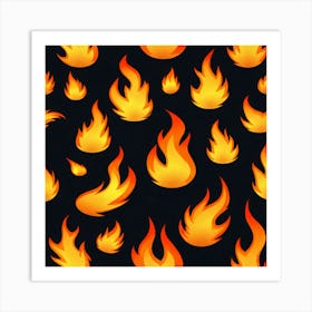 Fire Flames On Black Background 1 Art Print