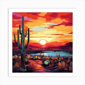 Sunset Cactus Art Print